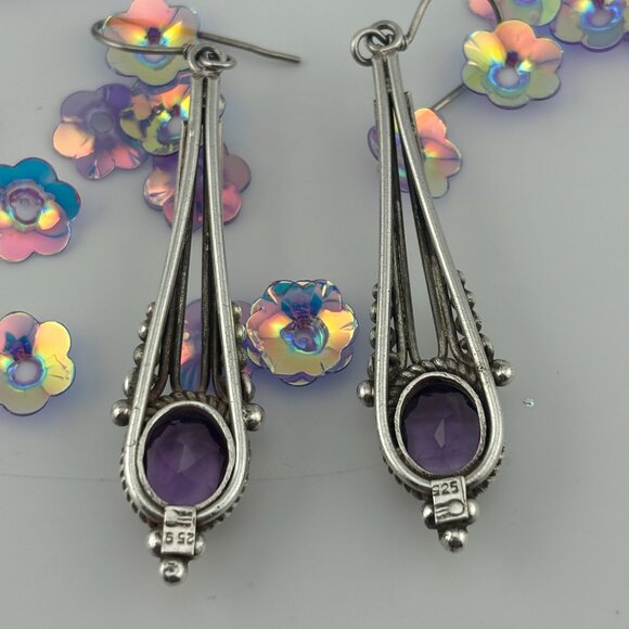 Sterling Silver Amethyst Dop Earrings - Picture 4 of 4